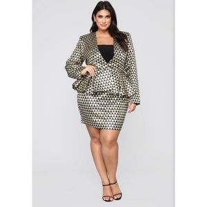 “Figure it out” Skirt & Blazer Jacquard Set